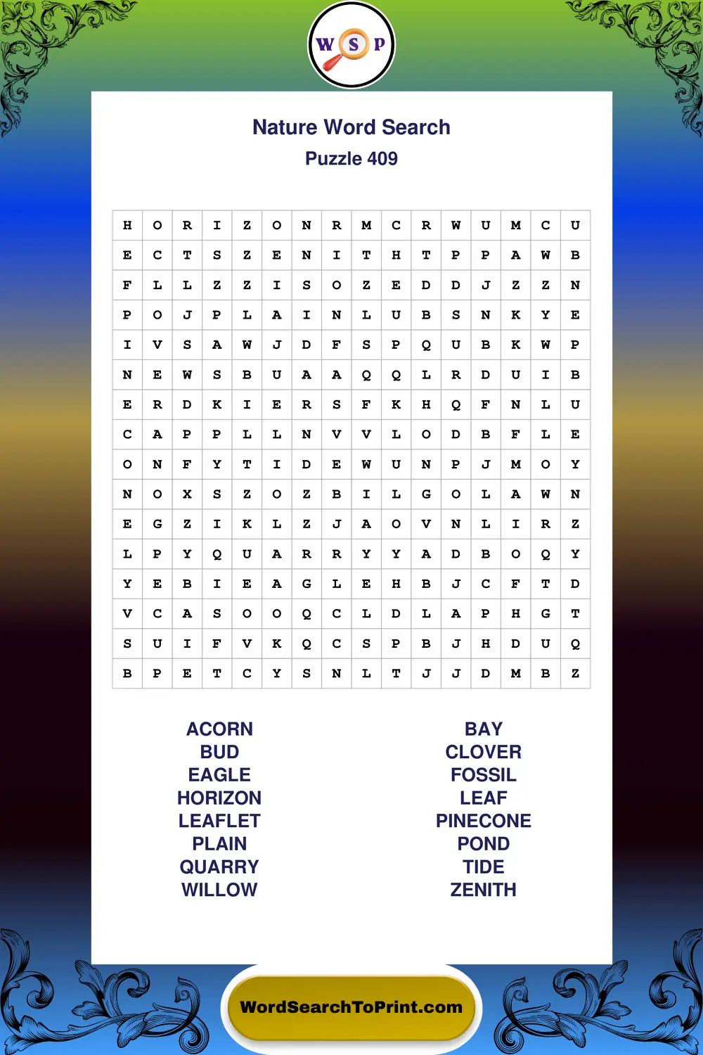 Nature Word Search Puzzle 409
