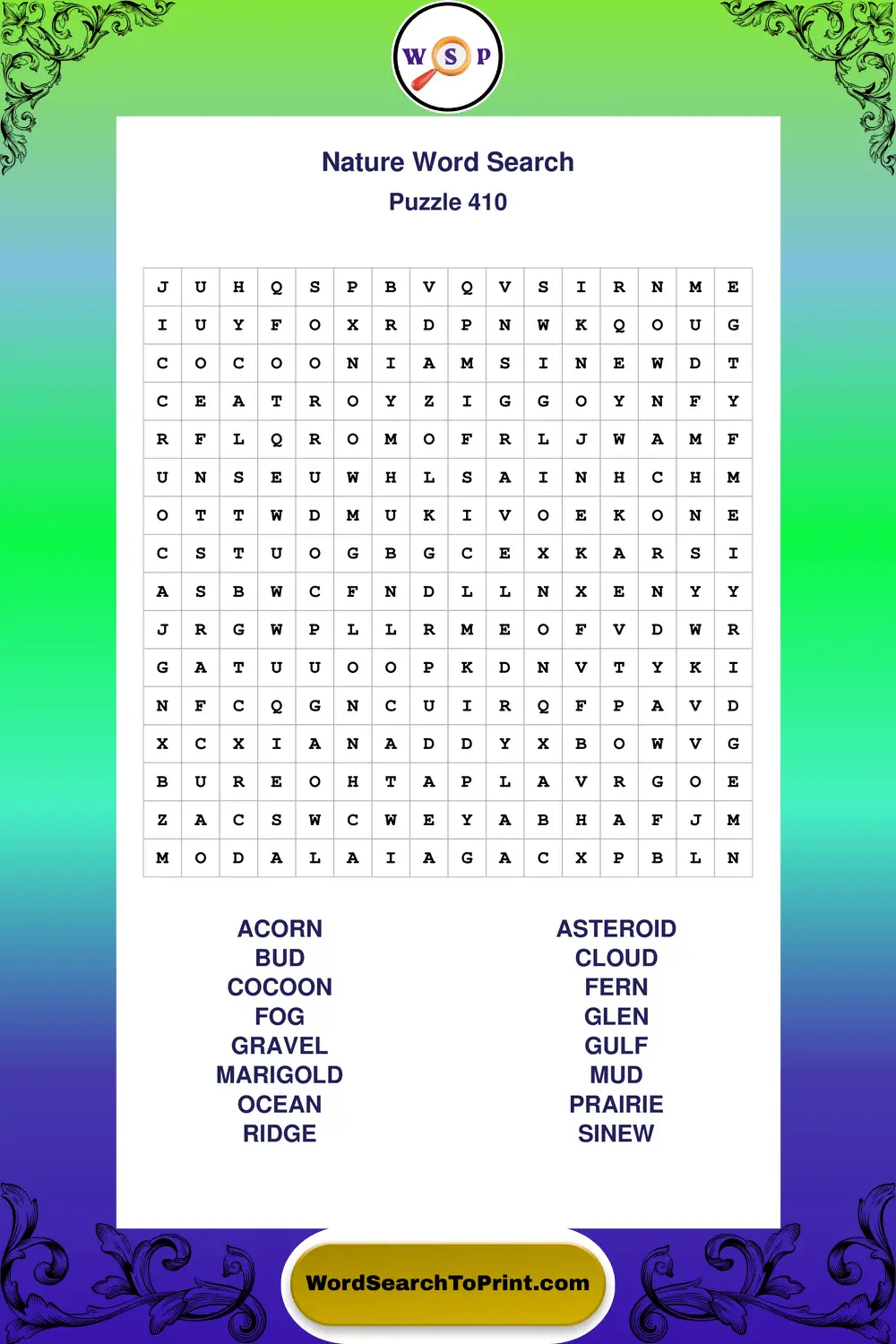 Nature Word Search Puzzle 410