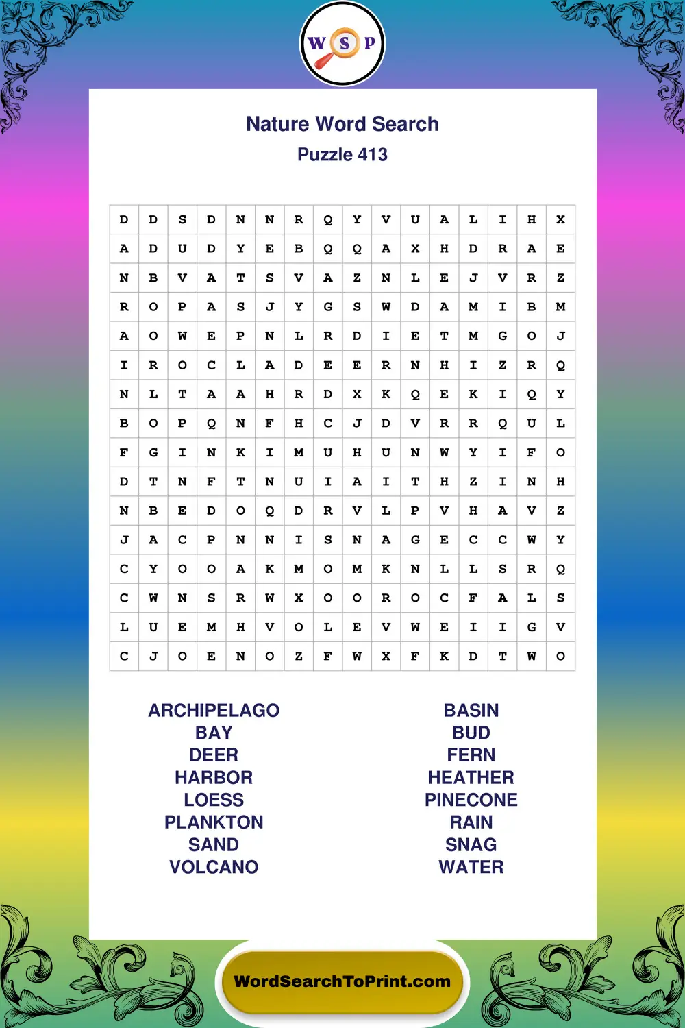 Nature Word Search Puzzle 413