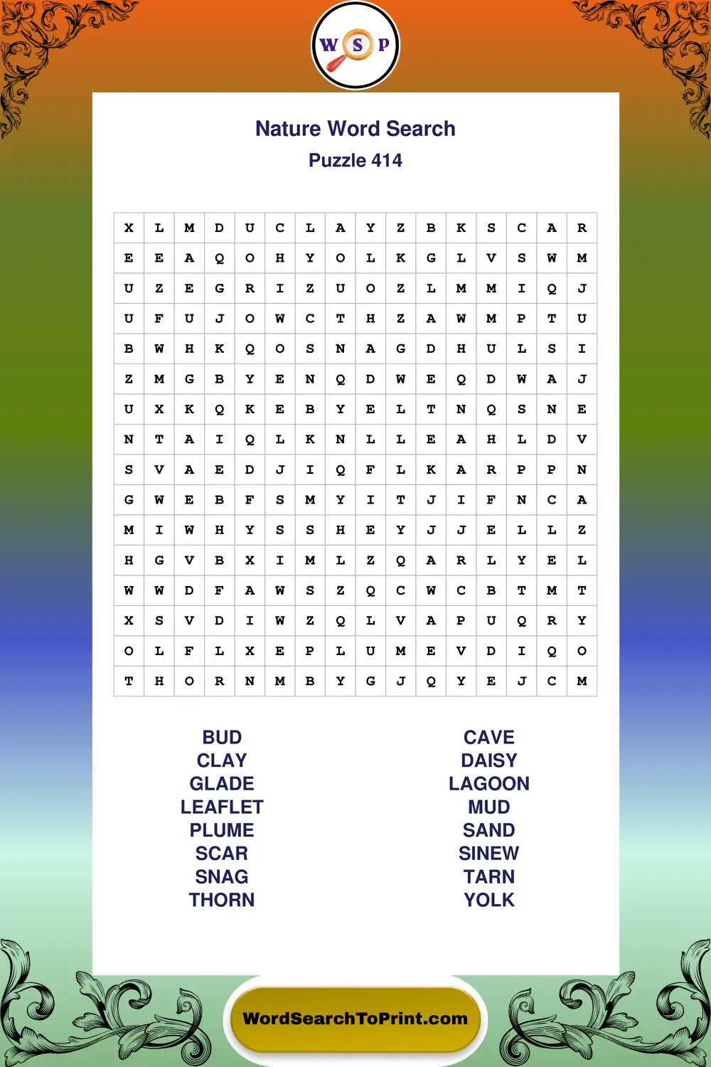 Nature Word Search Puzzle 414