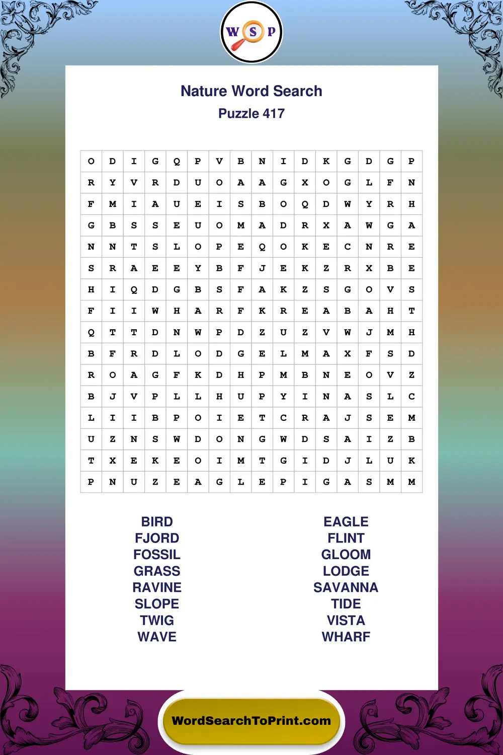 Nature Word Search Puzzle 417