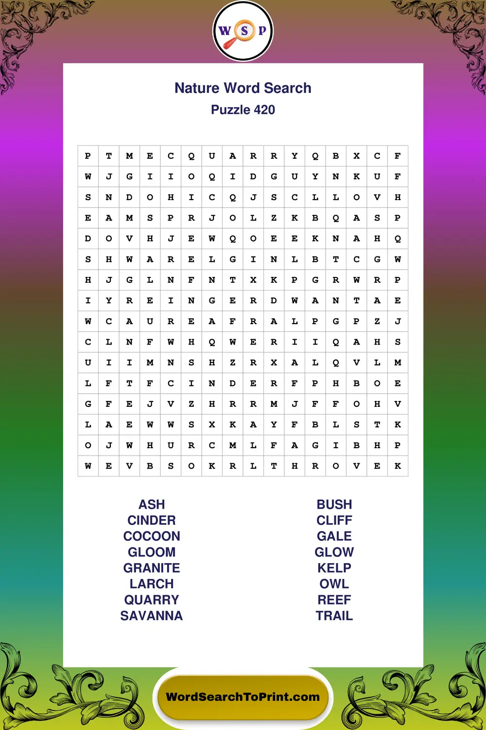 Nature Word Search Puzzle 420