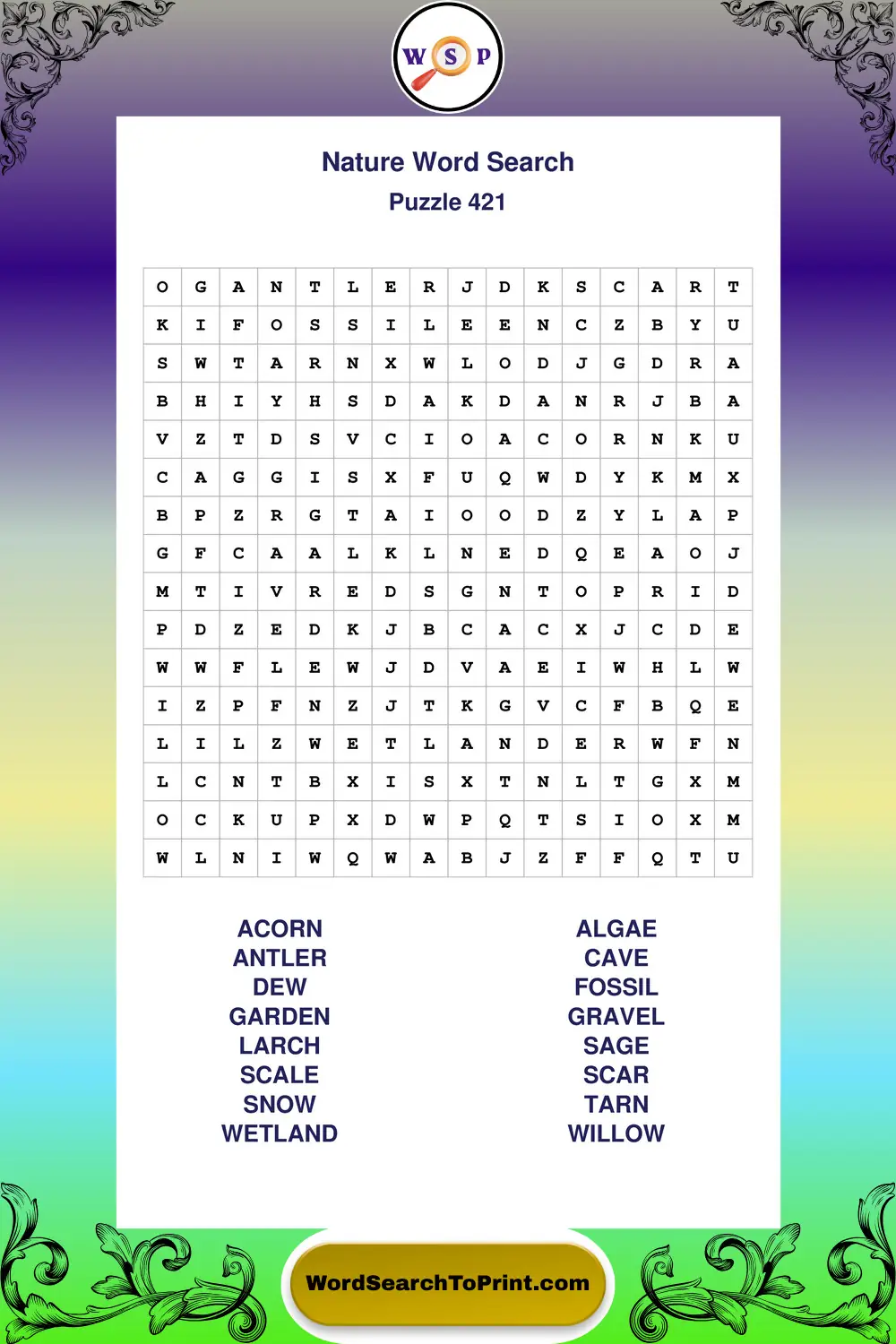 Nature Word Search Puzzle 421
