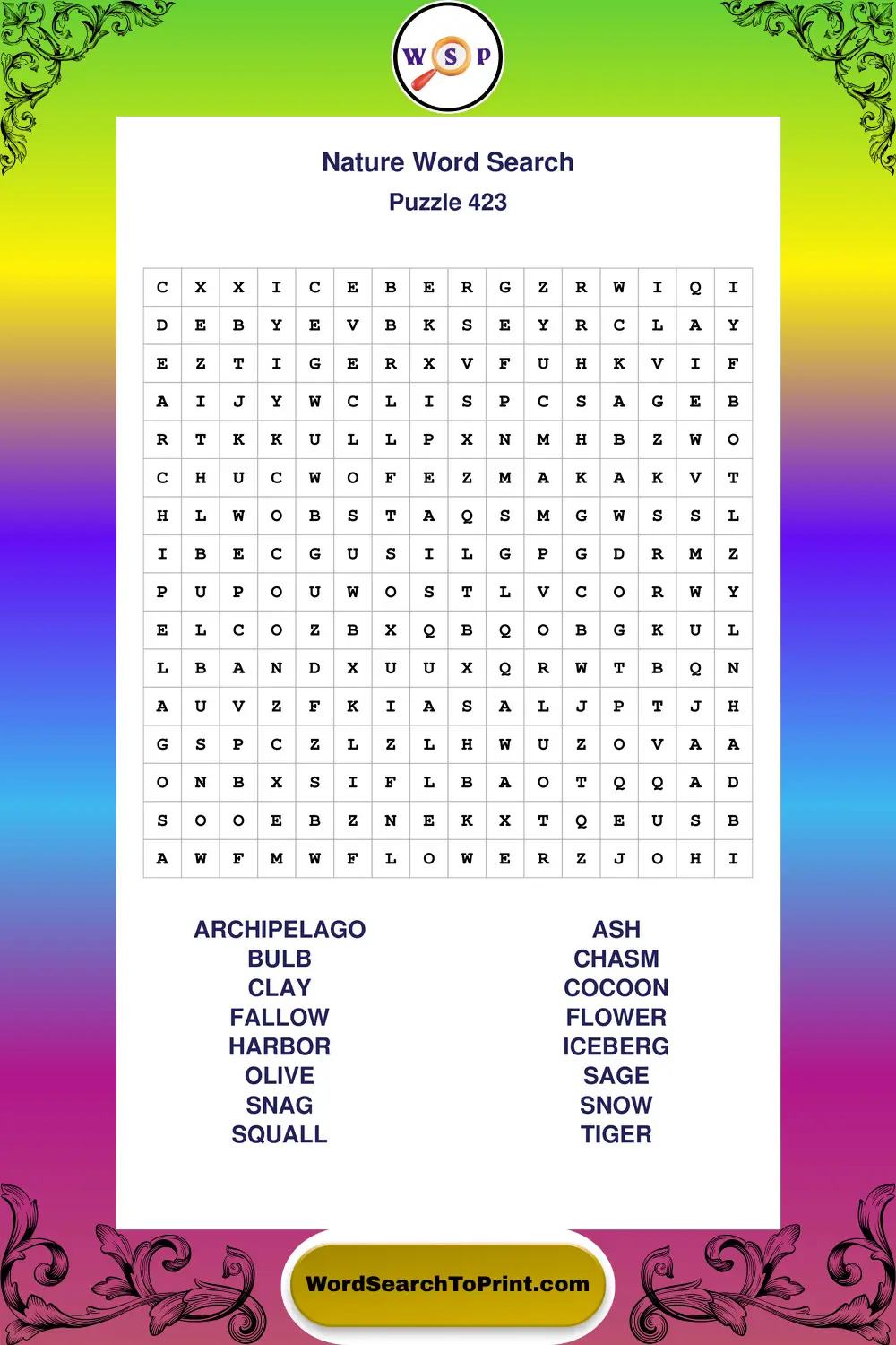 Nature Word Search Puzzle 423