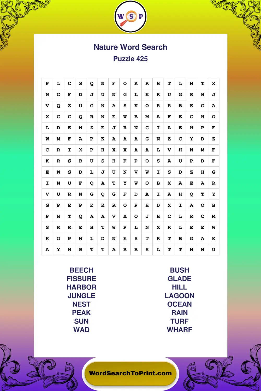 Nature Word Search Puzzle 425