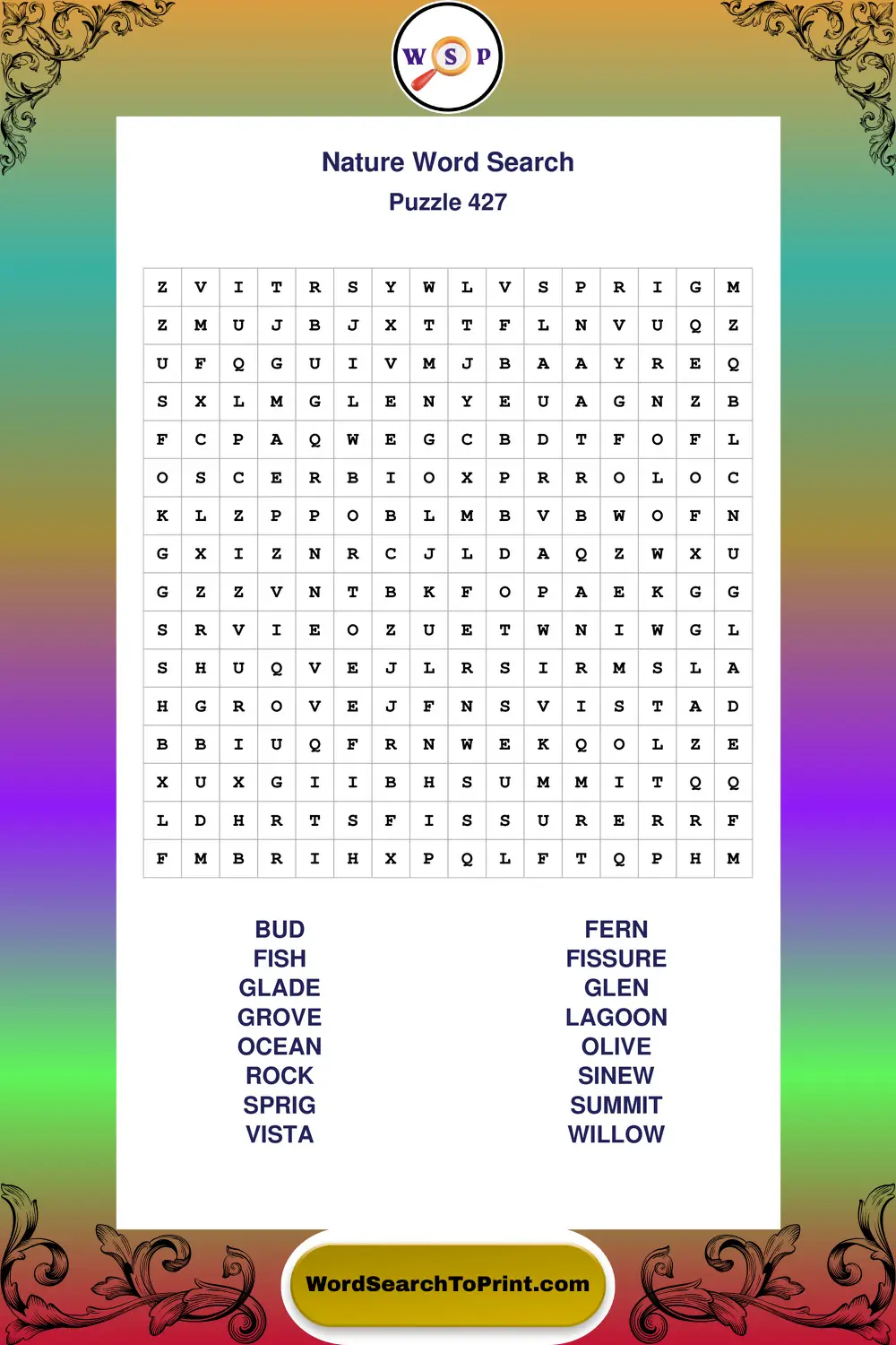 Nature Word Search Puzzle 427
