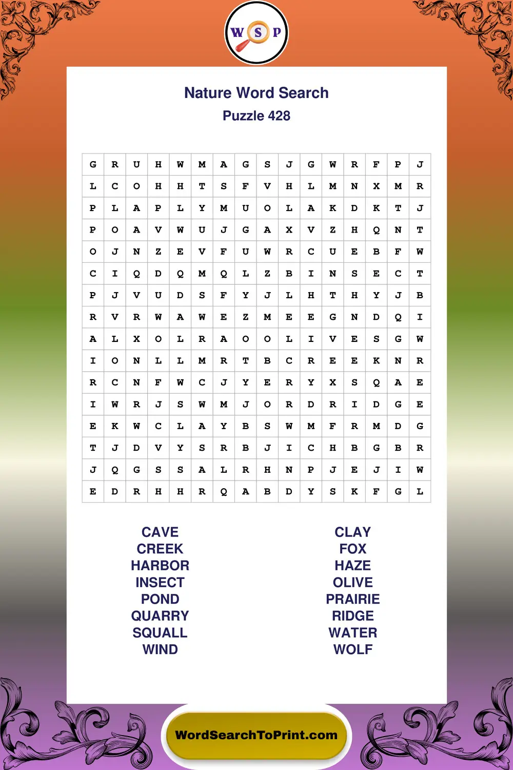 Nature Word Search Puzzle 428