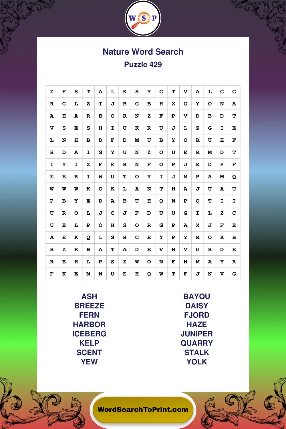 Nature Word Search Puzzle 429