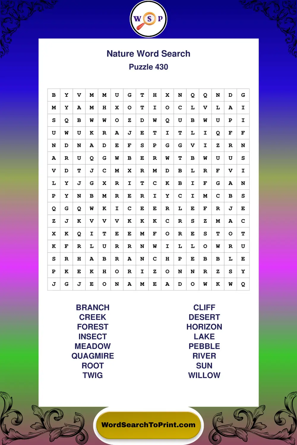 Nature Word Search Puzzle 430