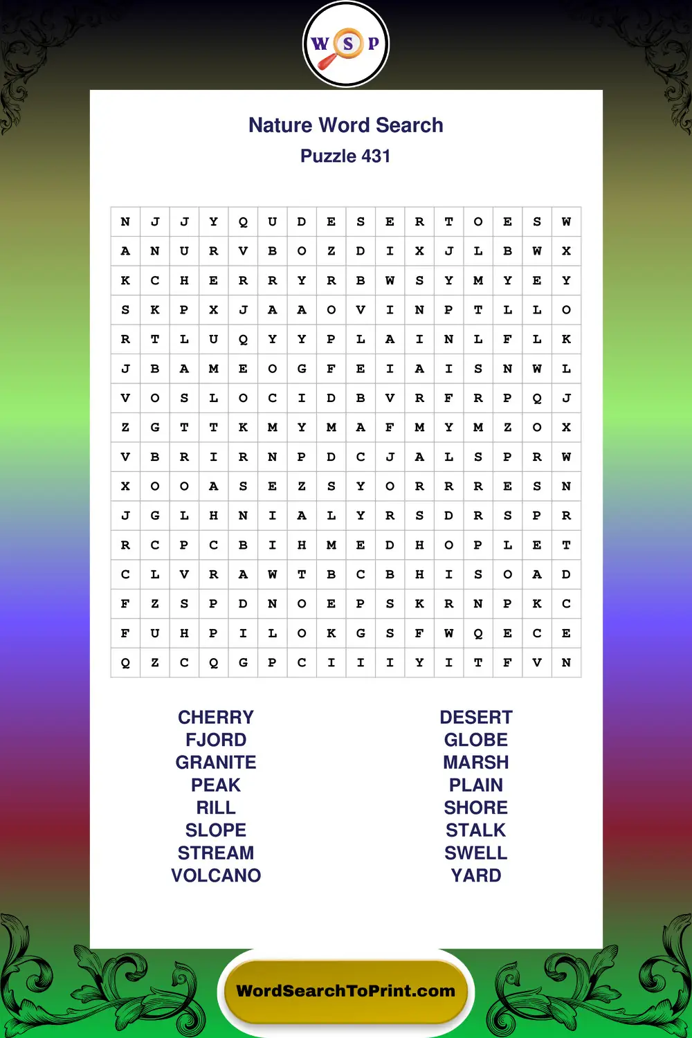 Nature Word Search Puzzle 431
