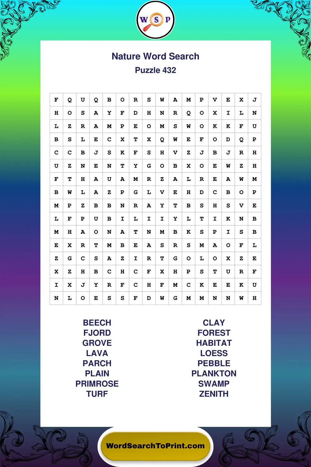 Nature Word Search Puzzle 432