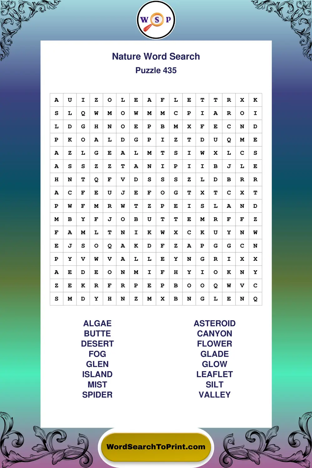 Nature Word Search Puzzle 435
