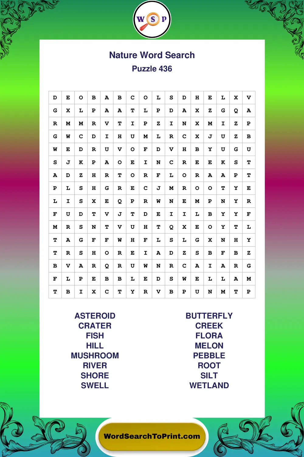 Nature Word Search Puzzle 436
