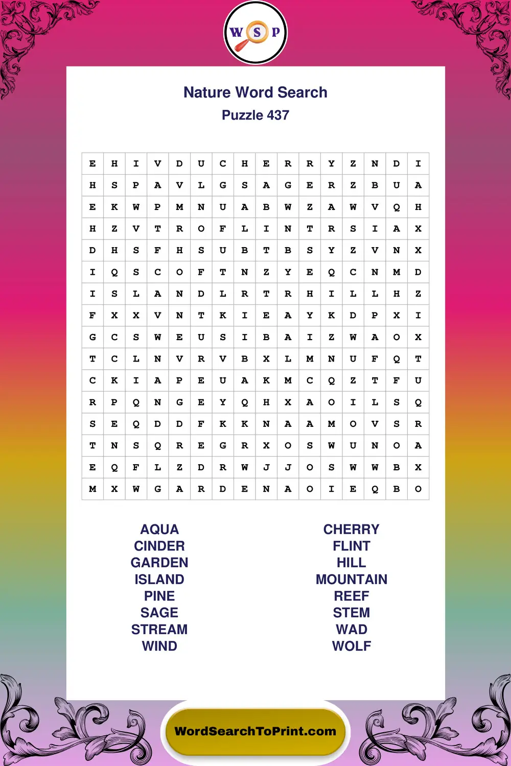 Nature Word Search Puzzle 437