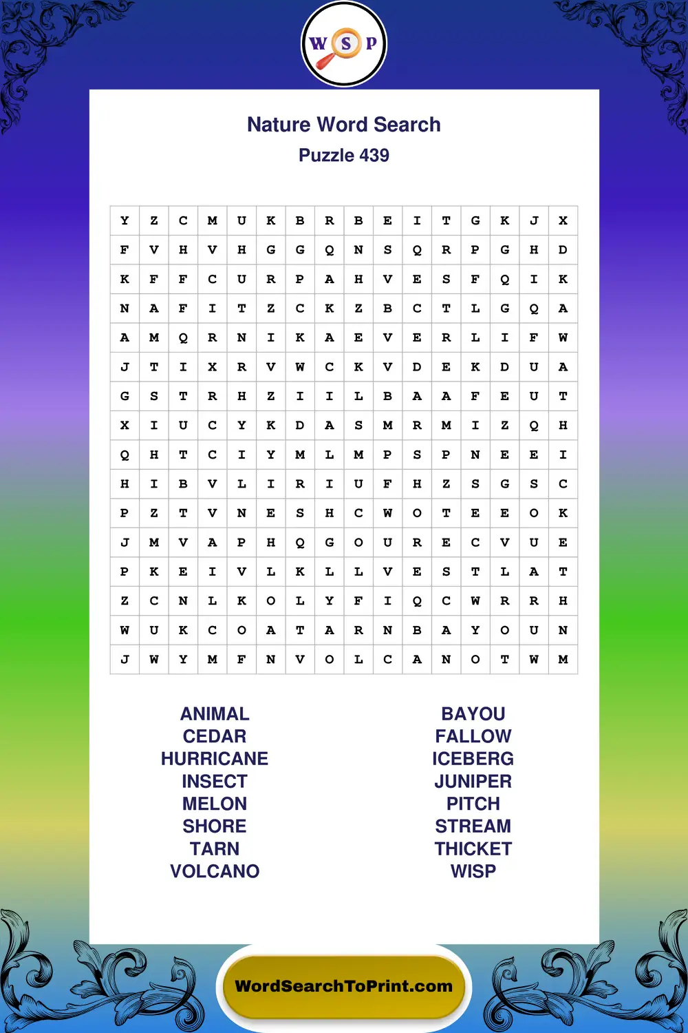 Nature Word Search Puzzle 439