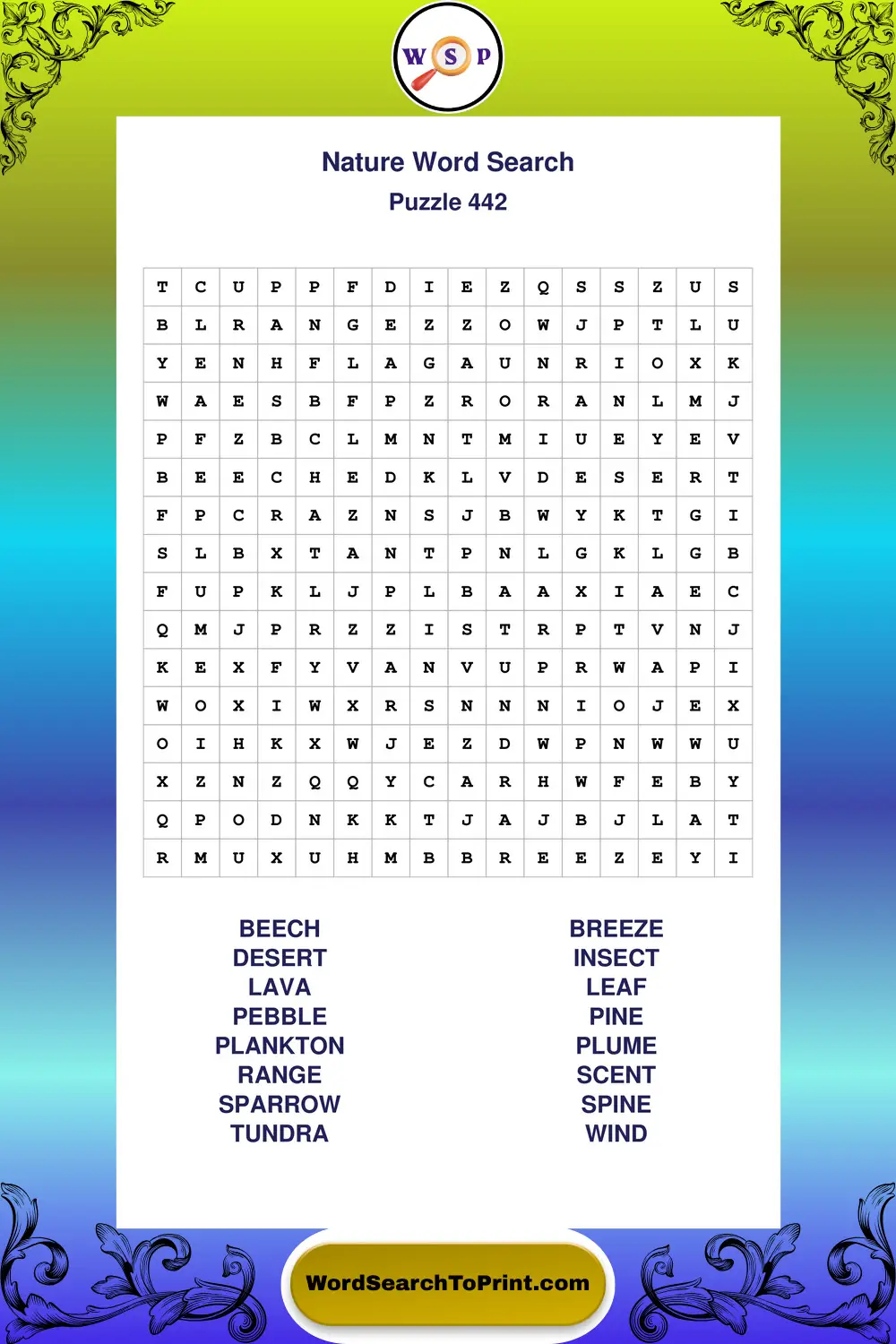 Nature Word Search Puzzle 442