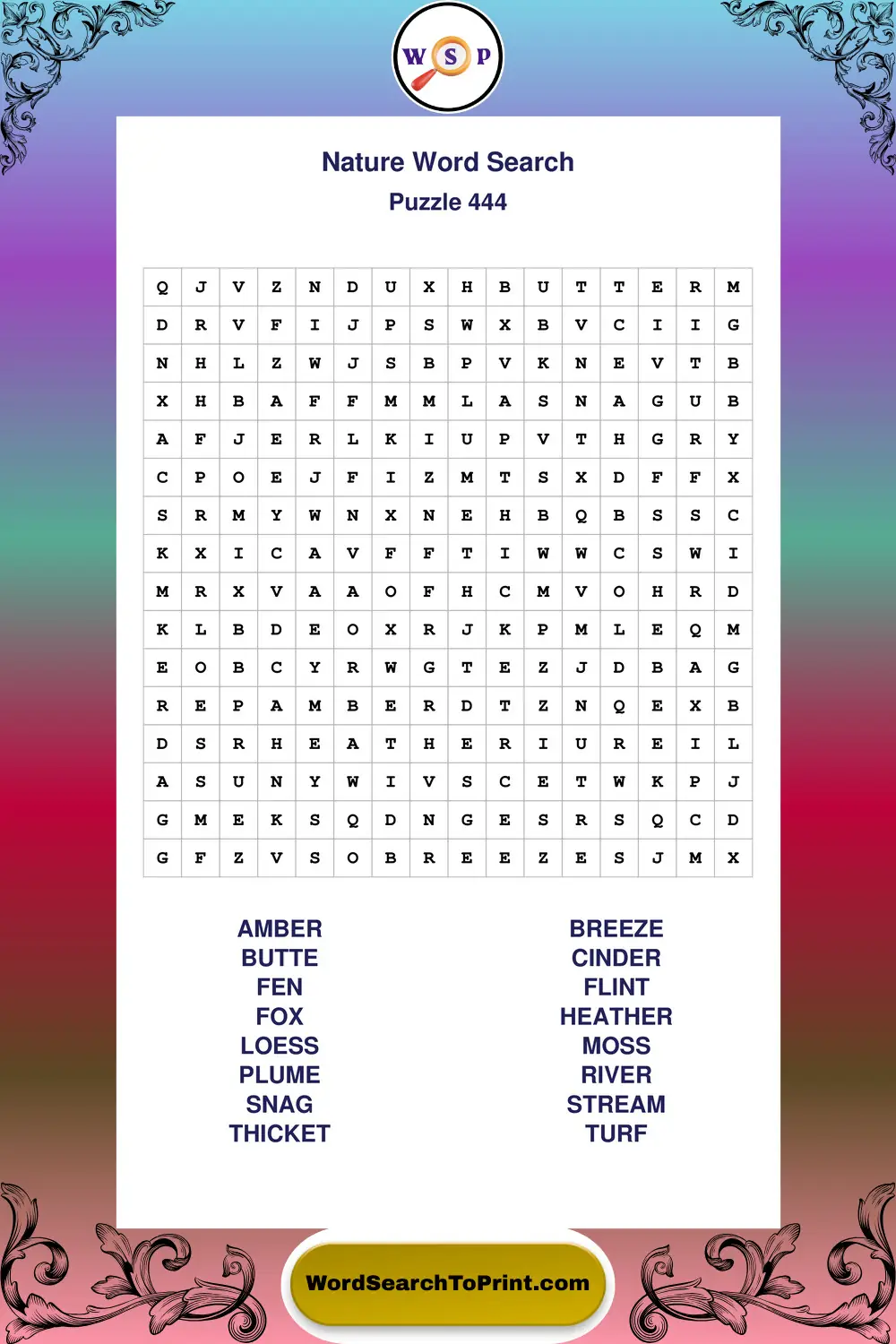 Nature Word Search Puzzle 444