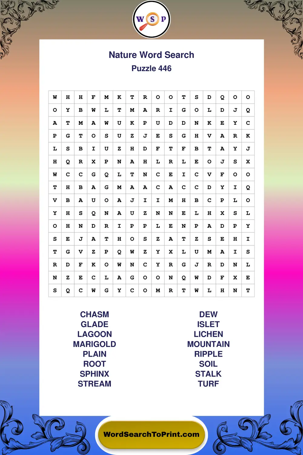 Nature Word Search Puzzle 446