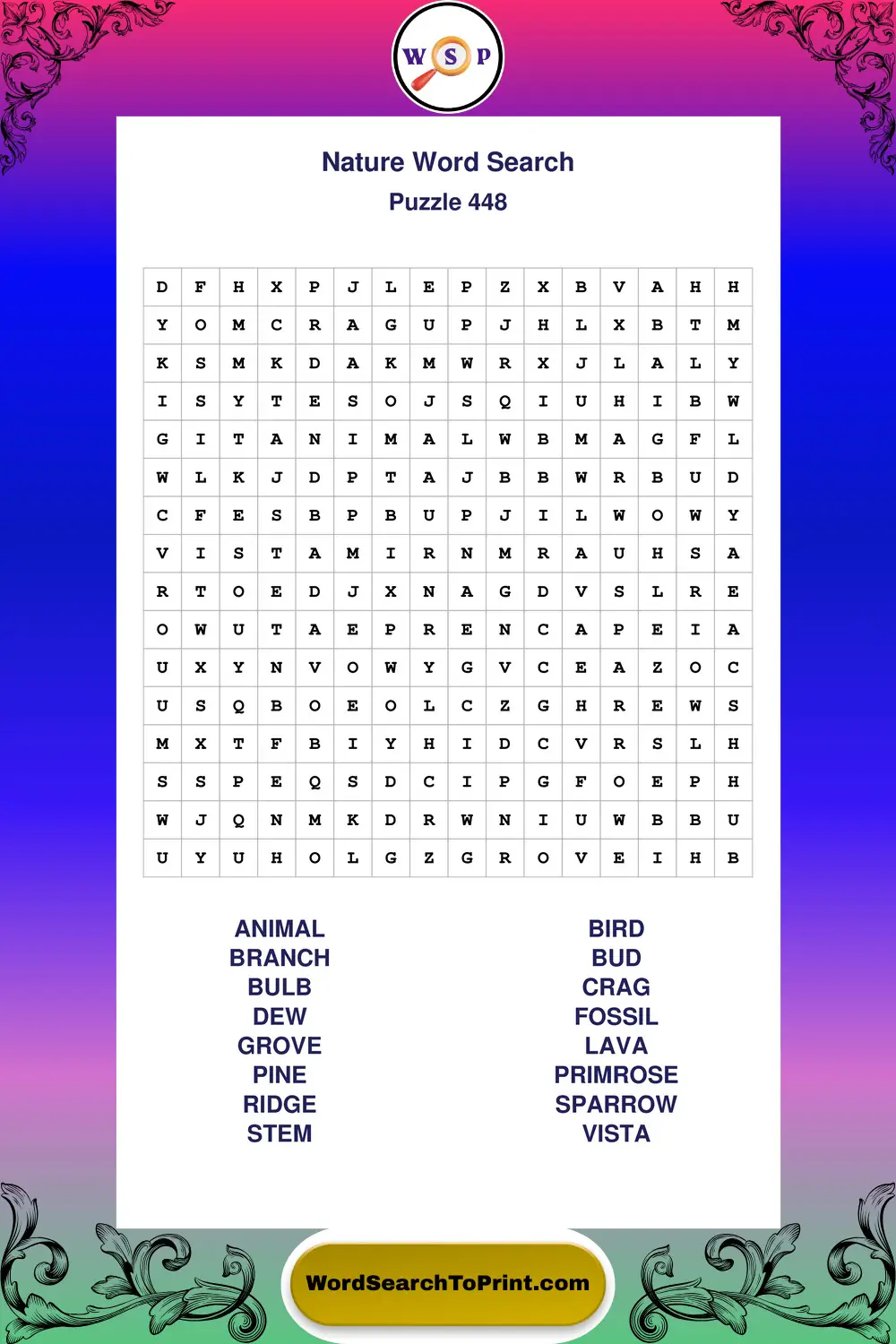 Nature Word Search Puzzle 448