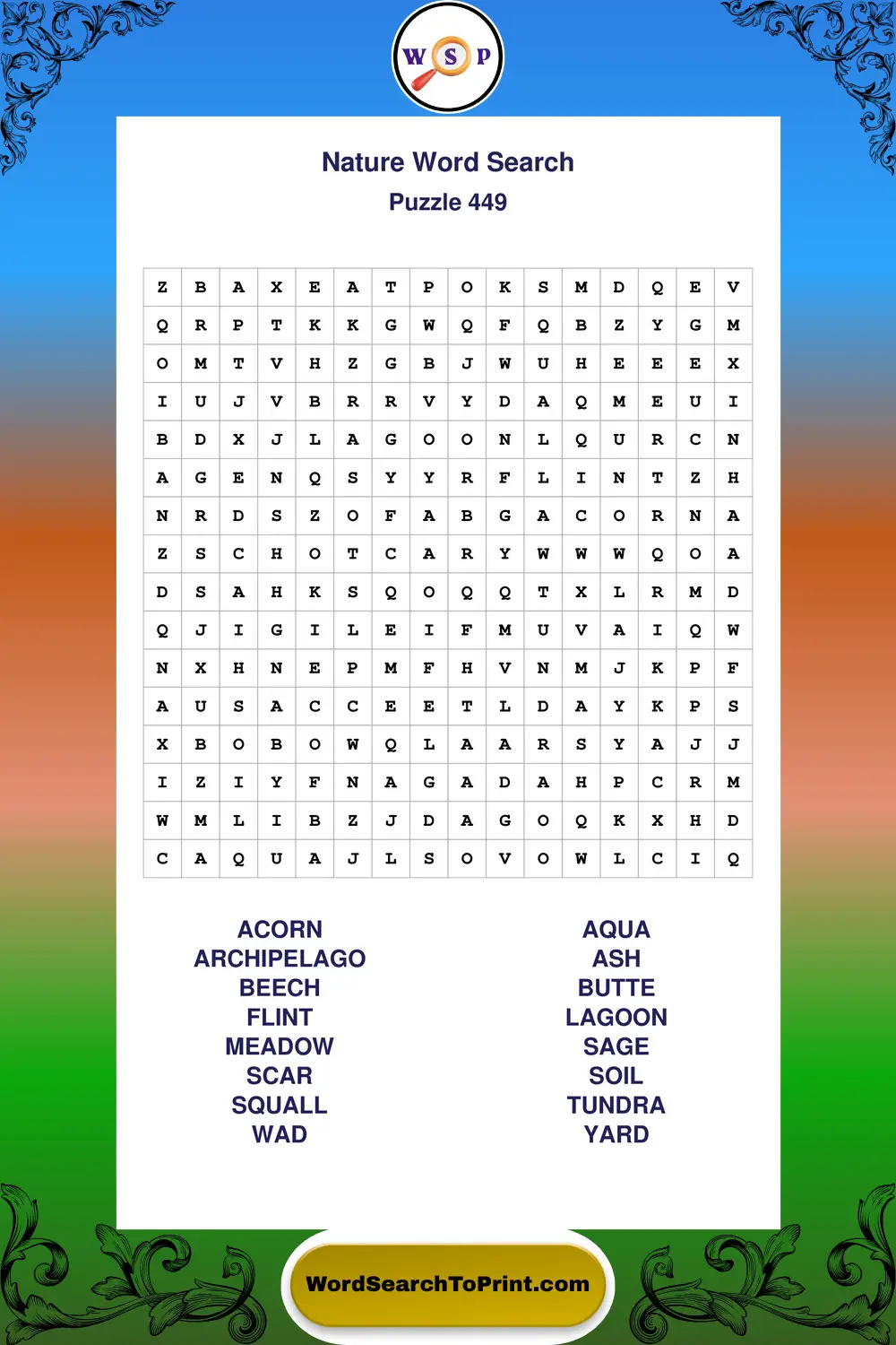 Nature Word Search Puzzle 449