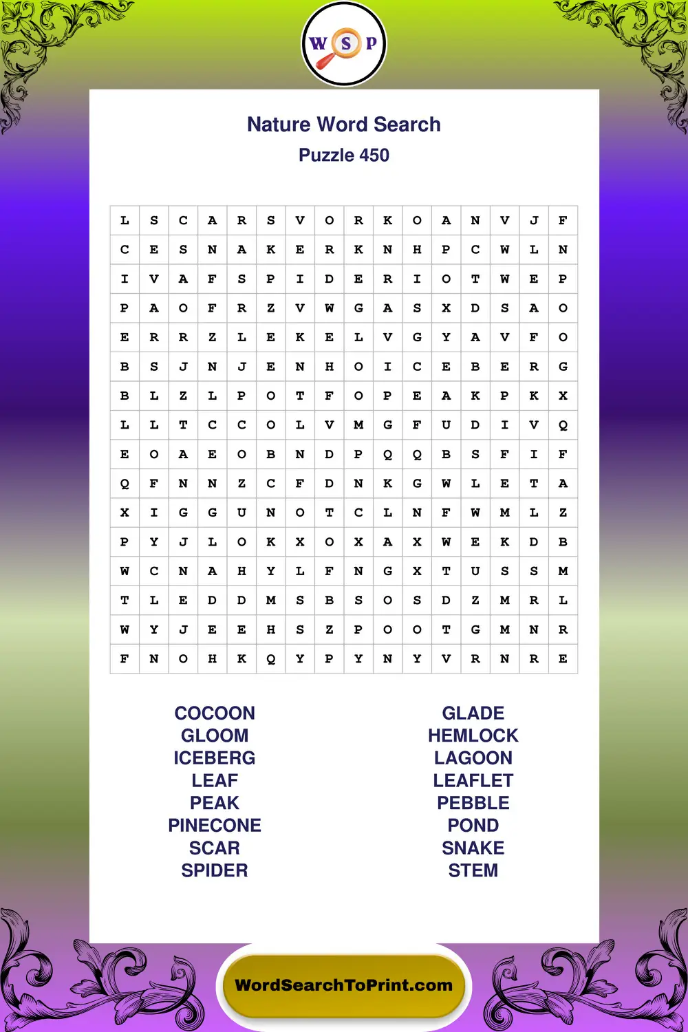 Nature Word Search Puzzle 450