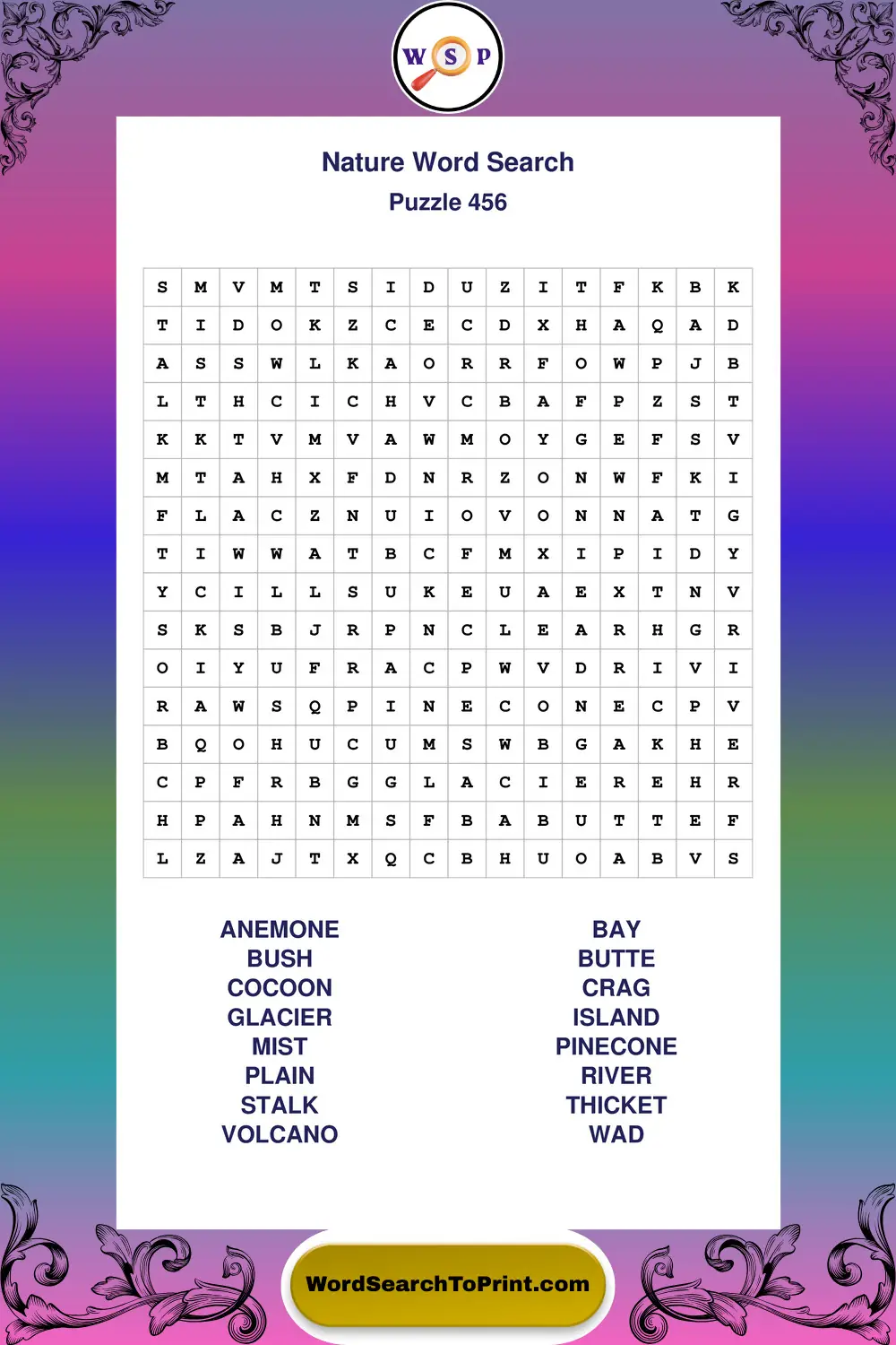 Nature Word Search Puzzle 456