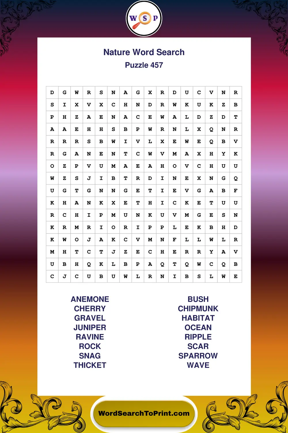 Nature Word Search Puzzle 457