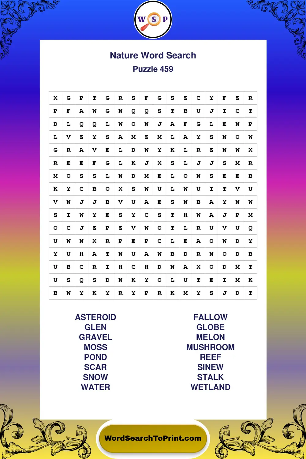 Nature Word Search Puzzle 459