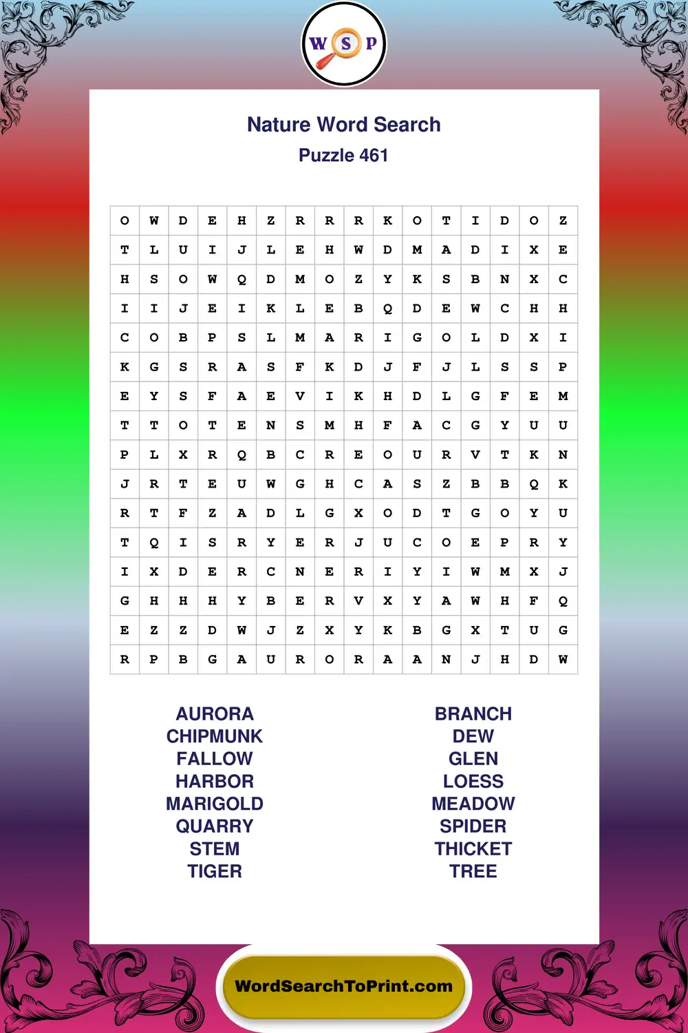 Nature Word Search Puzzle 461