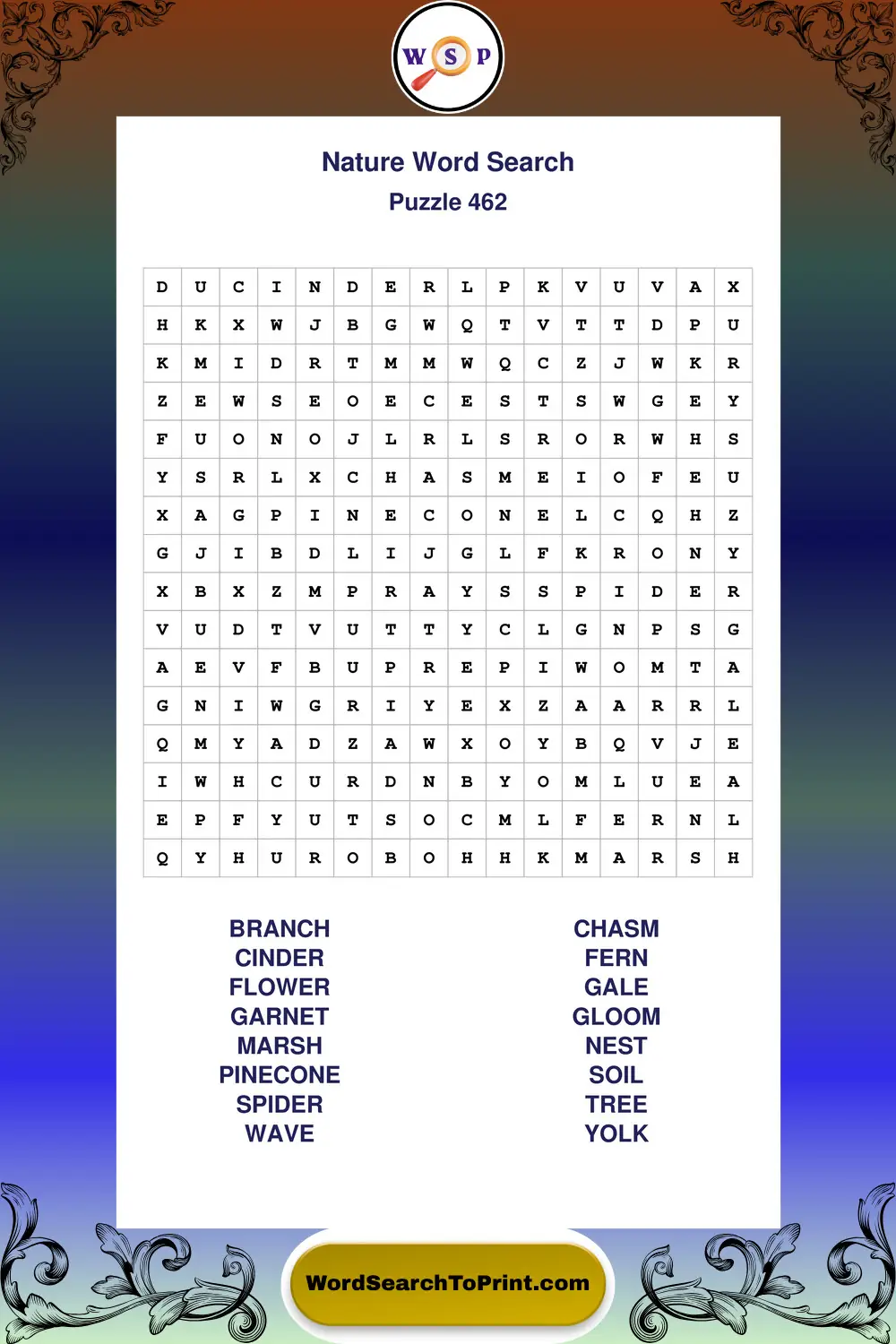 Nature Word Search Puzzle 462