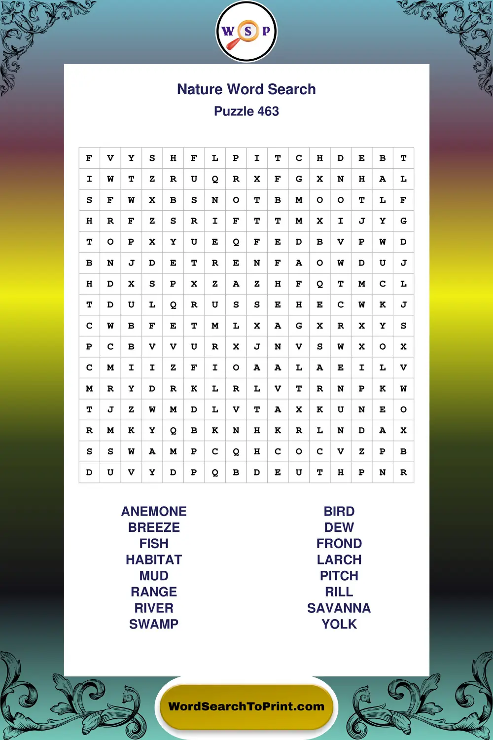 Nature Word Search Puzzle 463