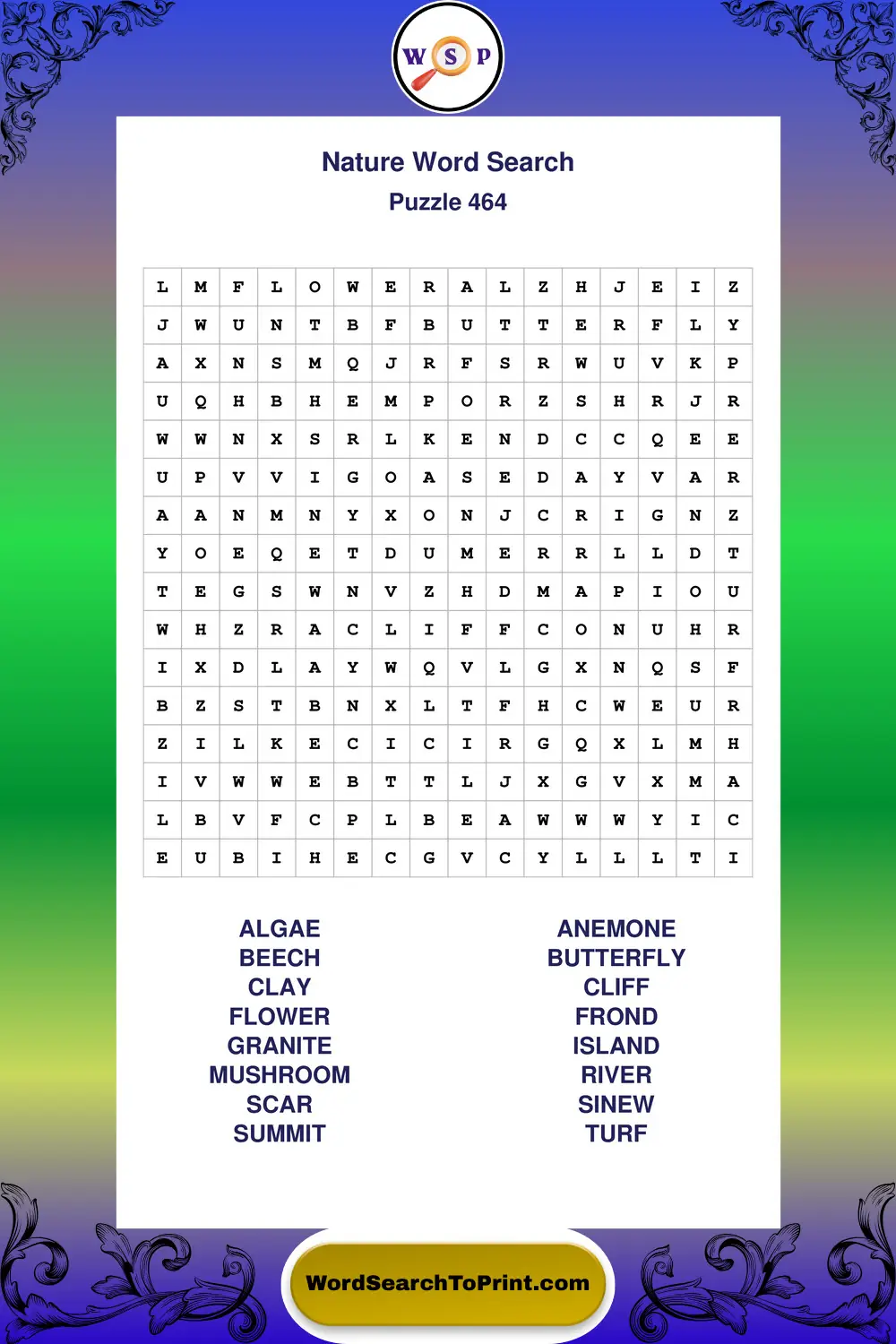 Nature Word Search Puzzle 464