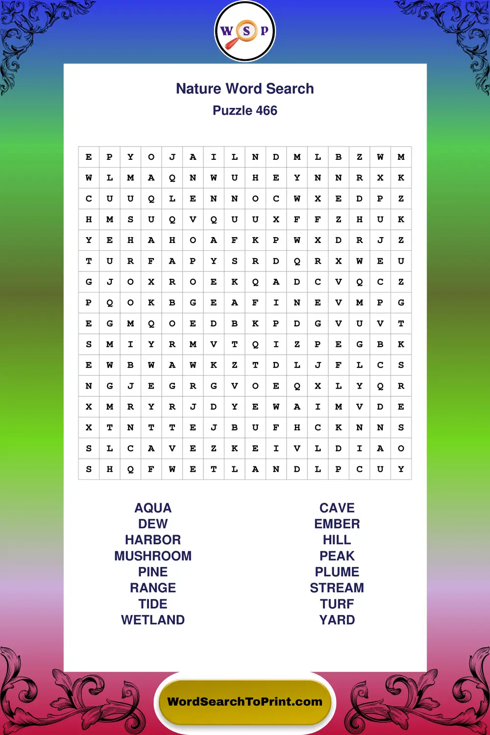 Nature Word Search Puzzle 466
