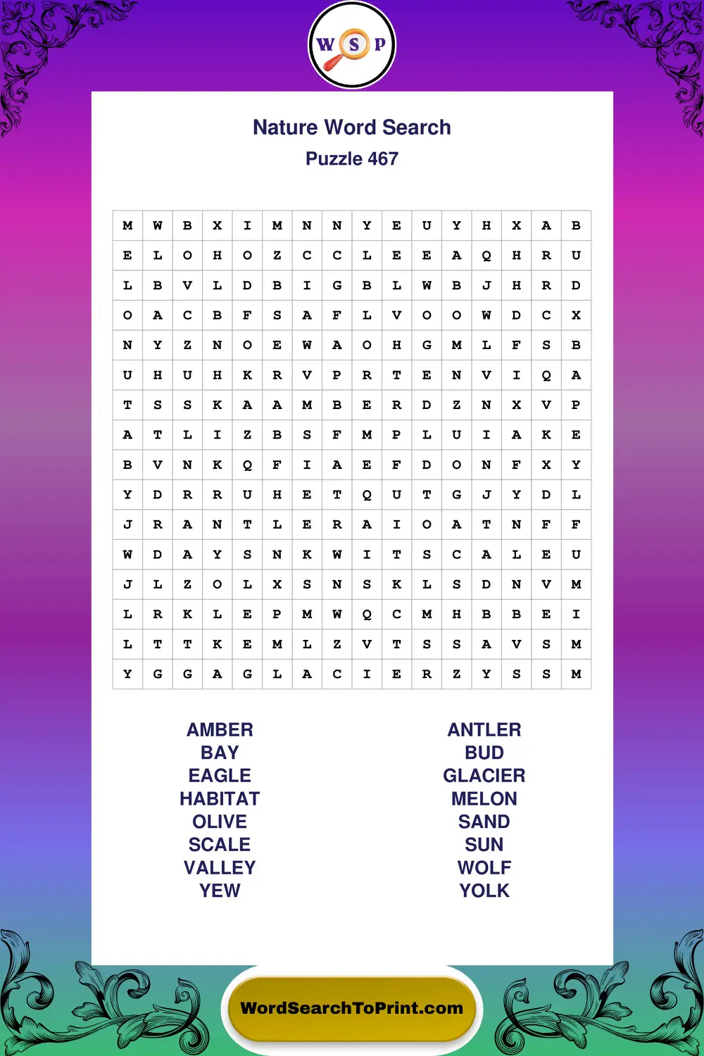 Nature Word Search Puzzle 467