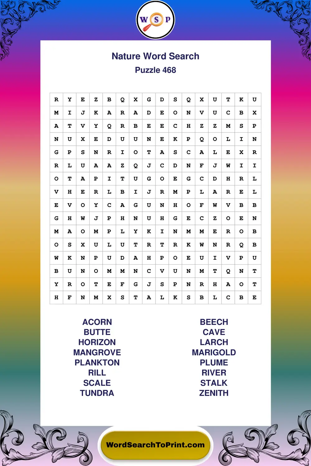 Nature Word Search Puzzle 468