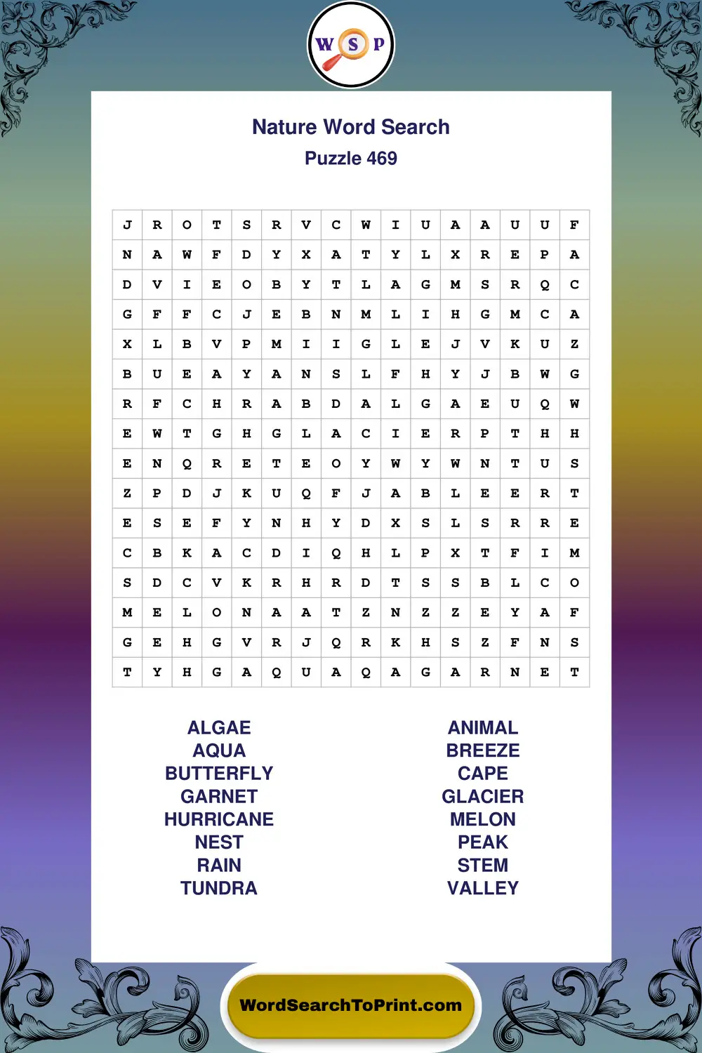 Nature Word Search Puzzle 469