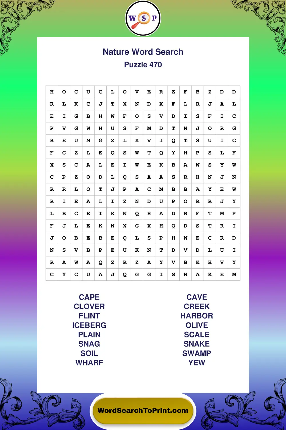 Nature Word Search Puzzle 470