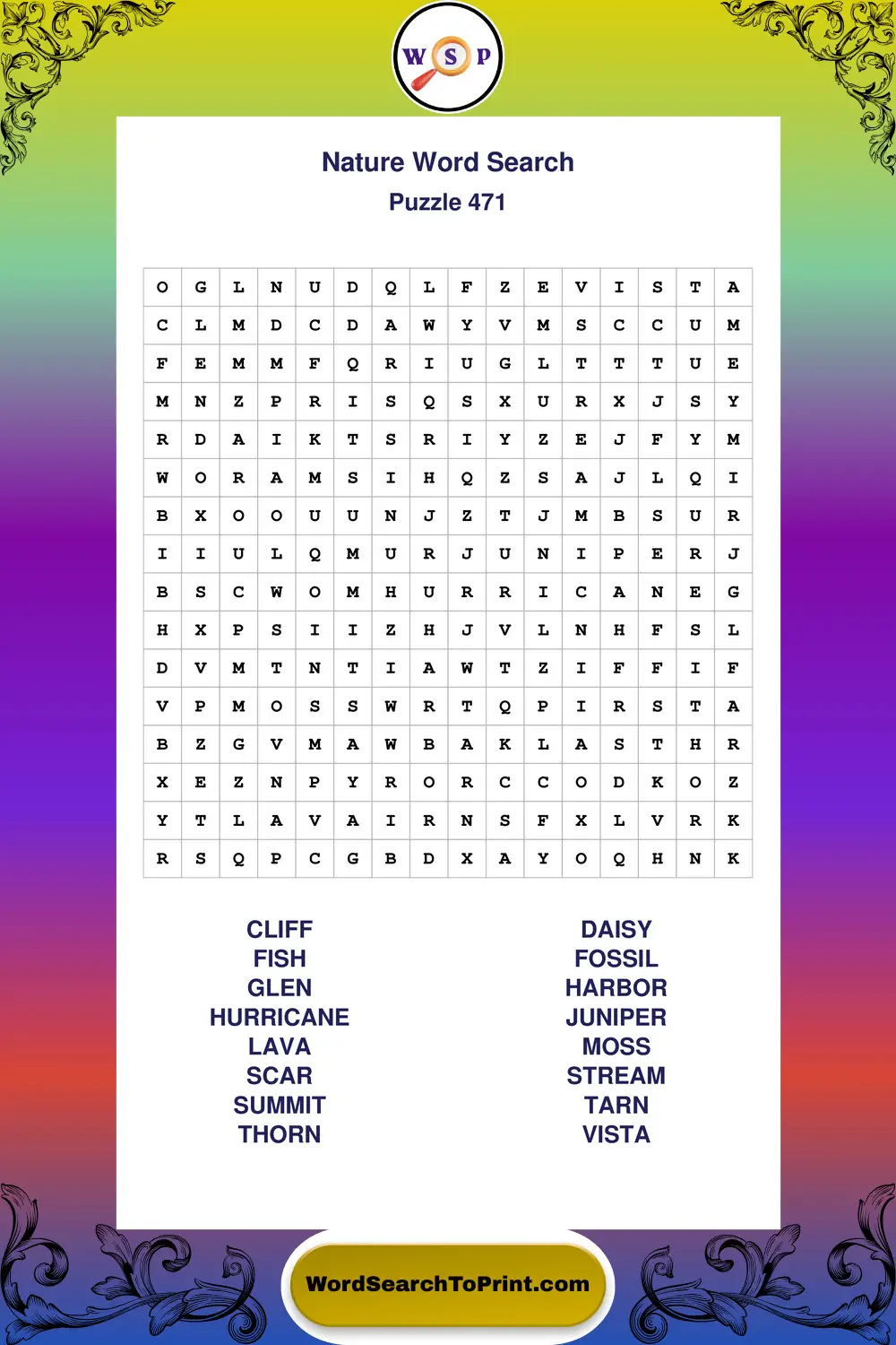Nature Word Search Puzzle 471