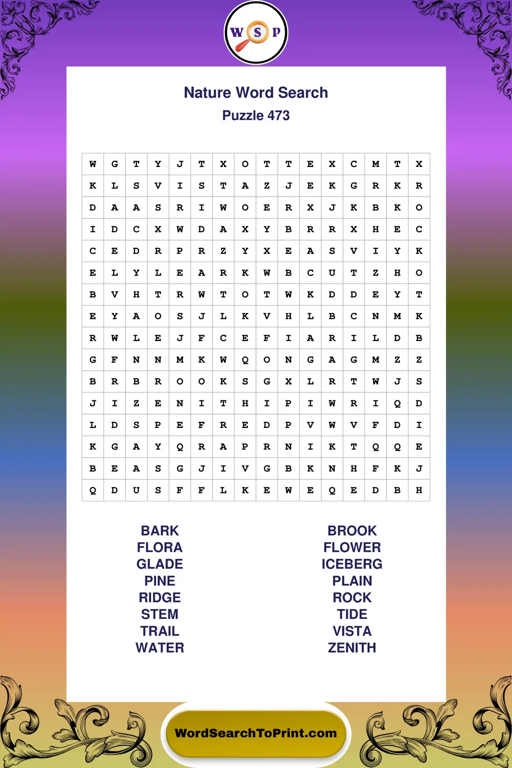 Nature Word Search Puzzle 473