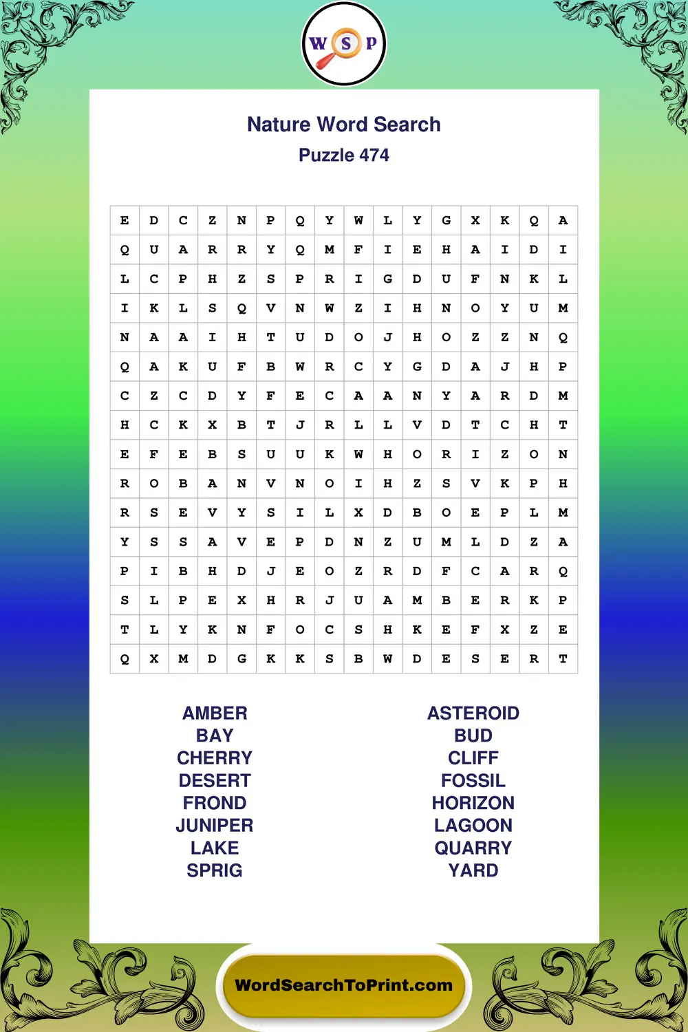 Nature Word Search Puzzle 474
