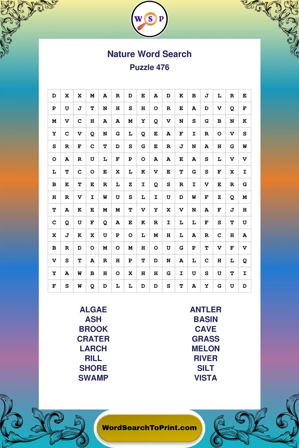 Nature Word Search Puzzle 476