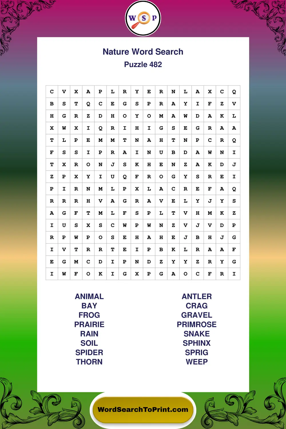 Nature Word Search Puzzle 482