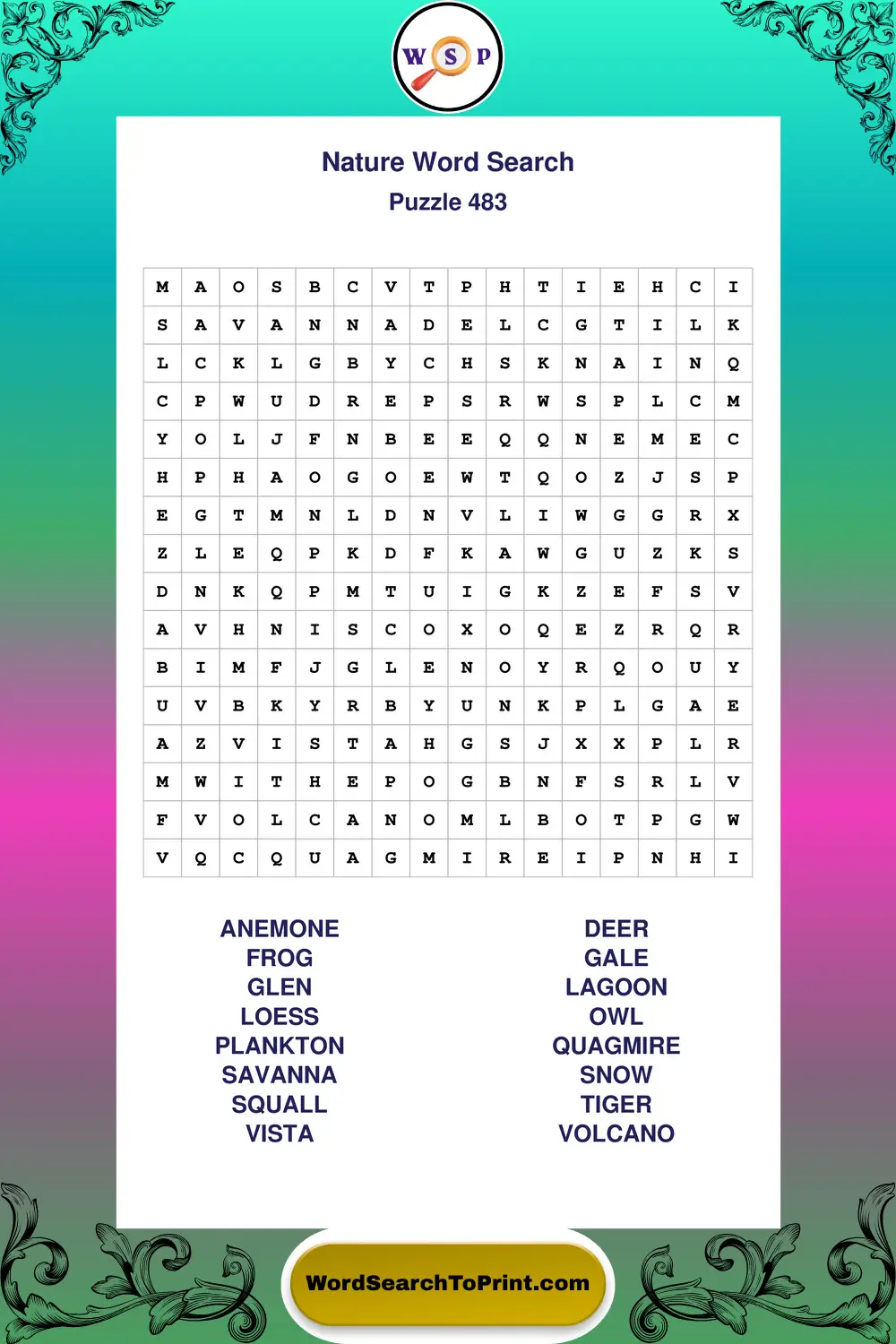 Nature Word Search Puzzle 483