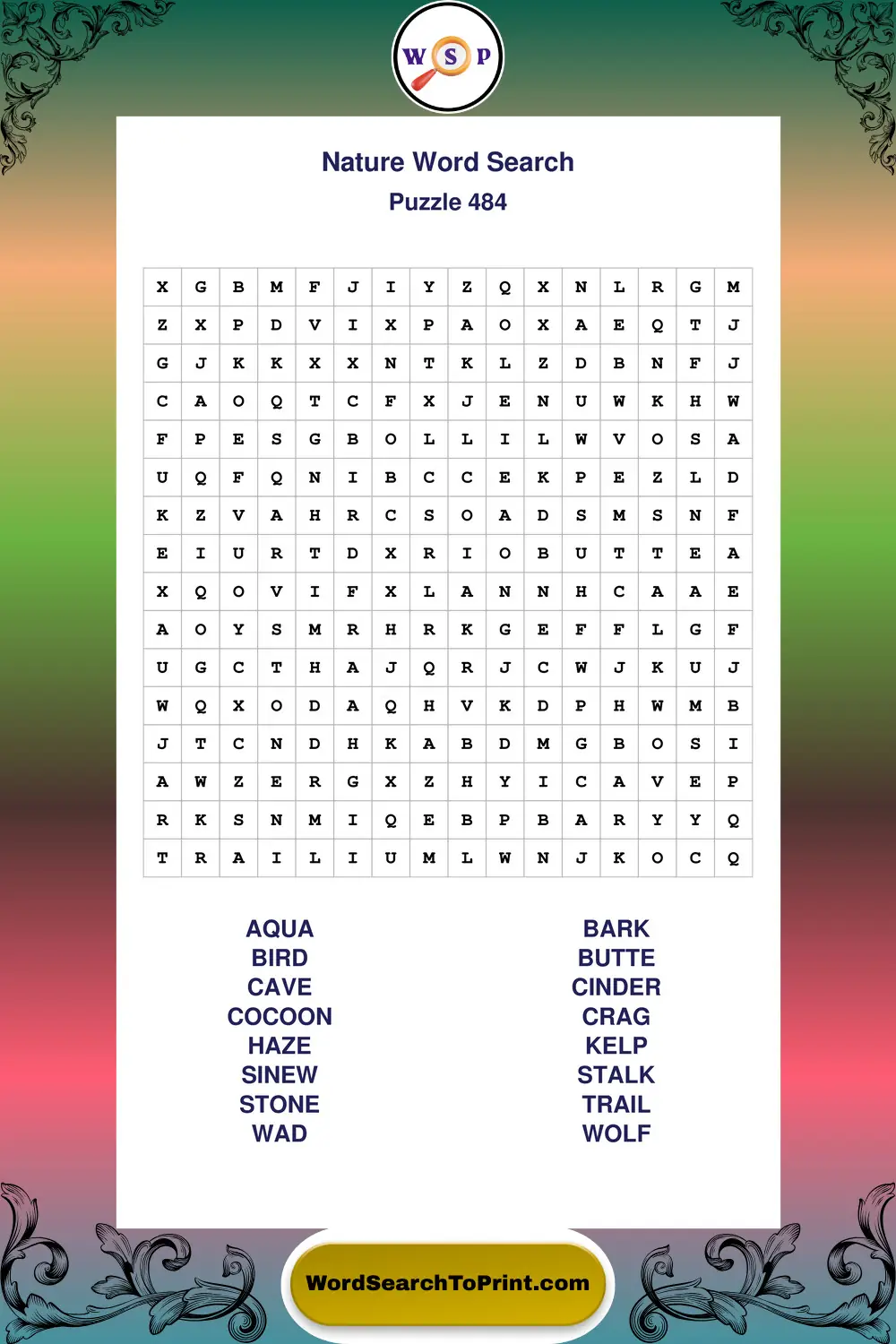 Nature Word Search Puzzle 484