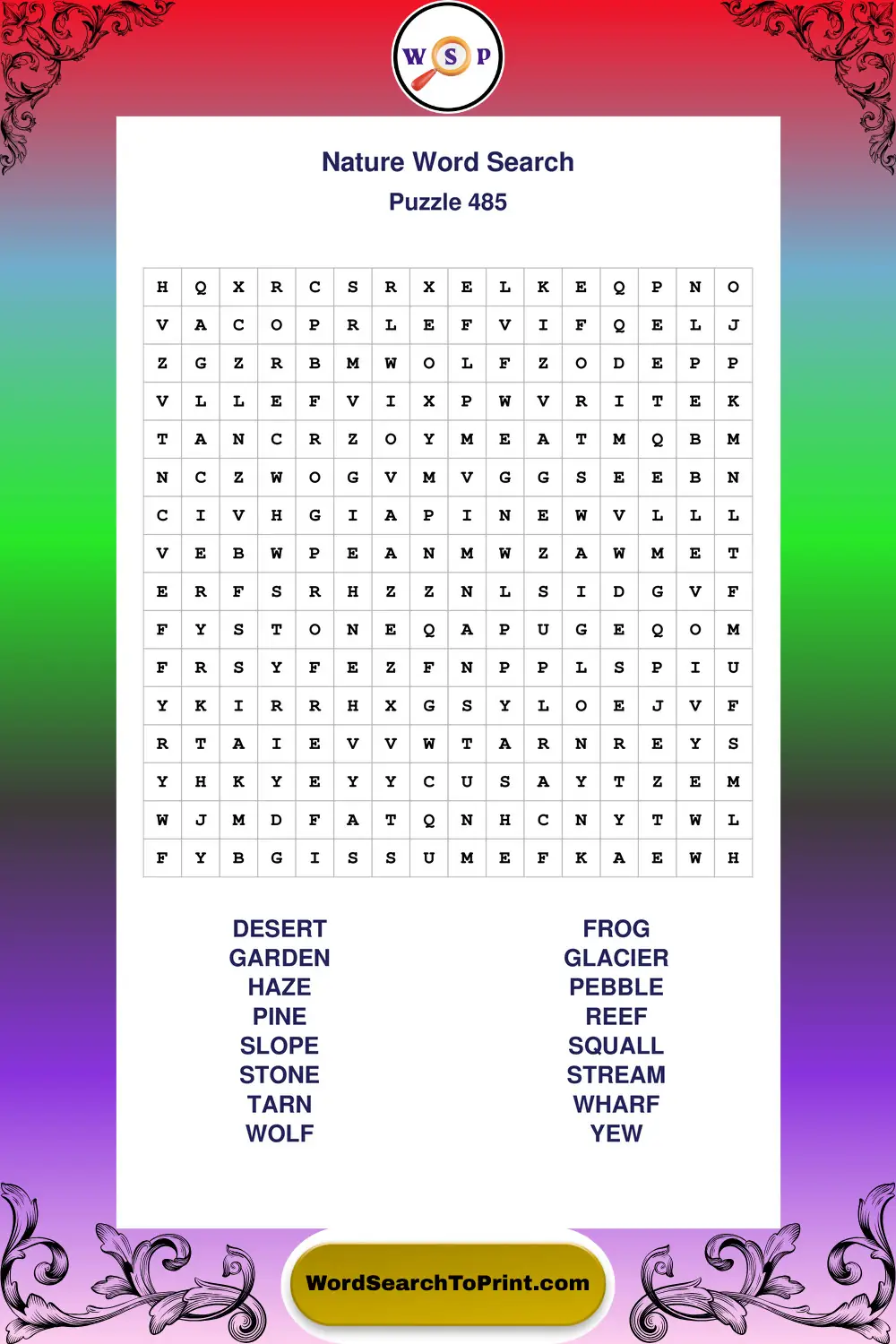 Nature Word Search Puzzle 485