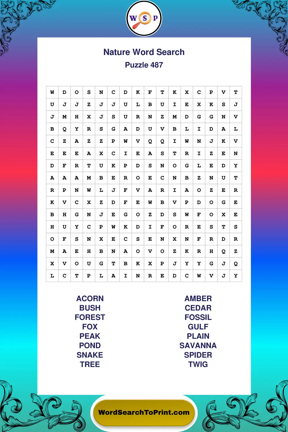 Nature Word Search Puzzle 487