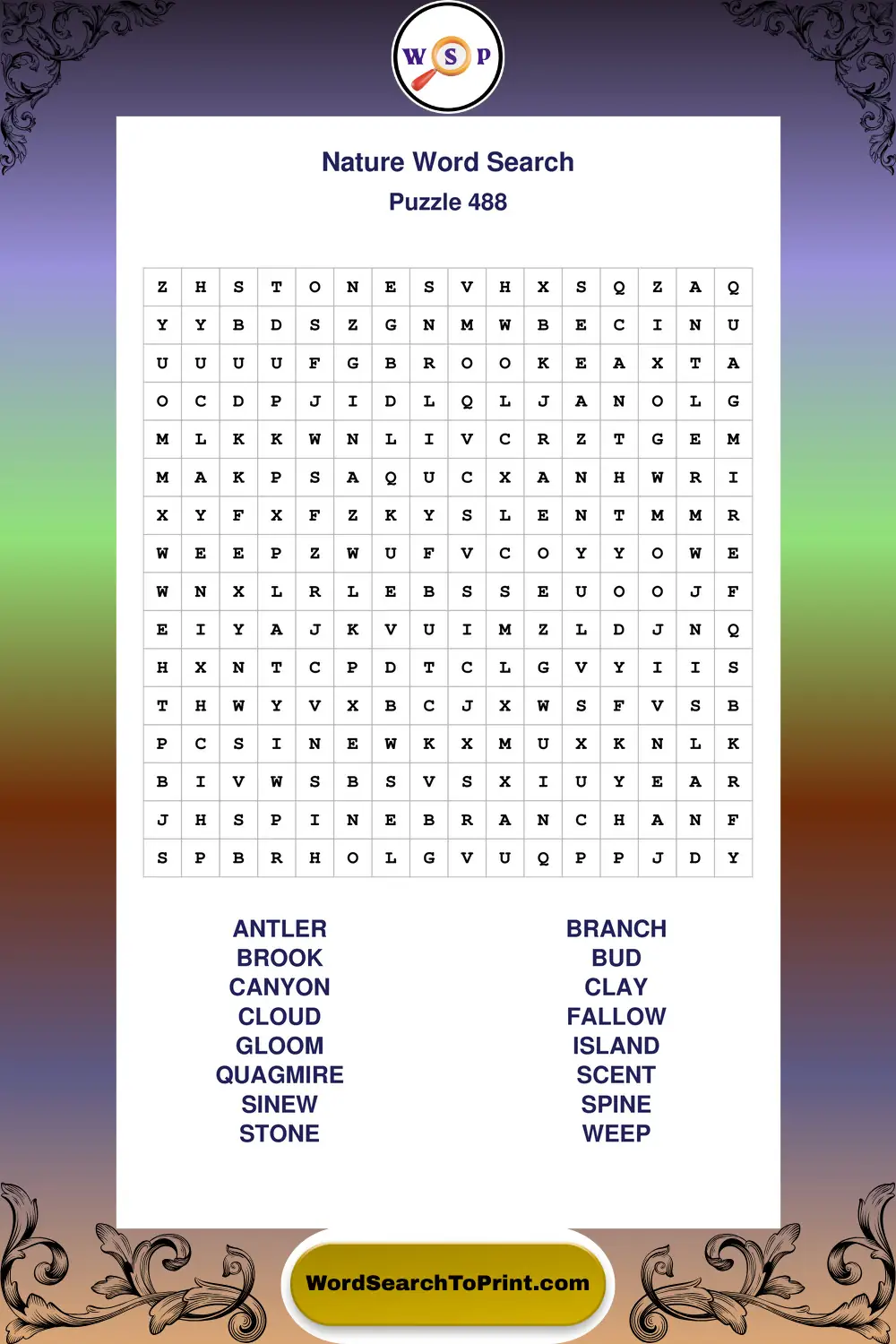 Nature Word Search Puzzle 488