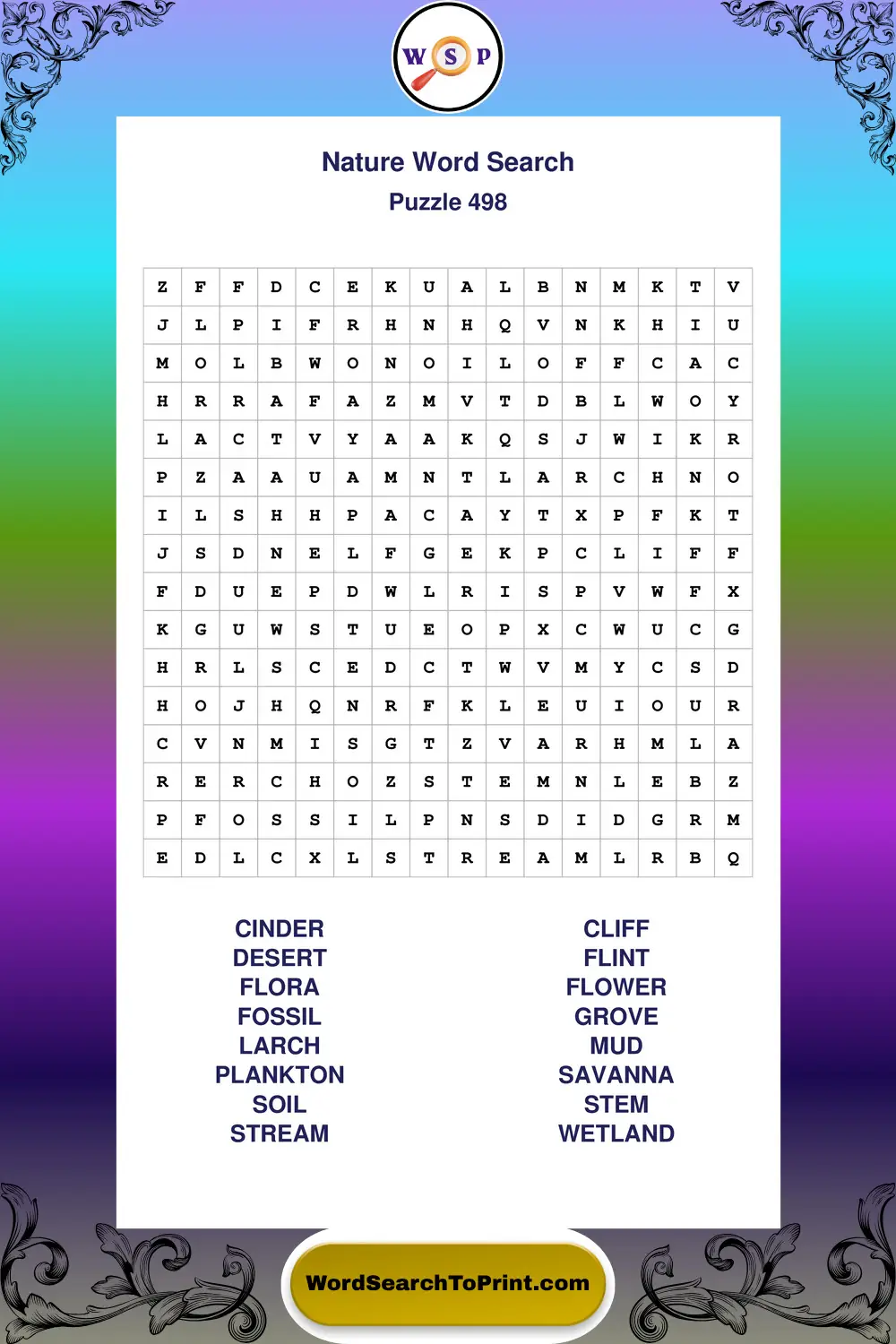 Nature Word Search Puzzle 498