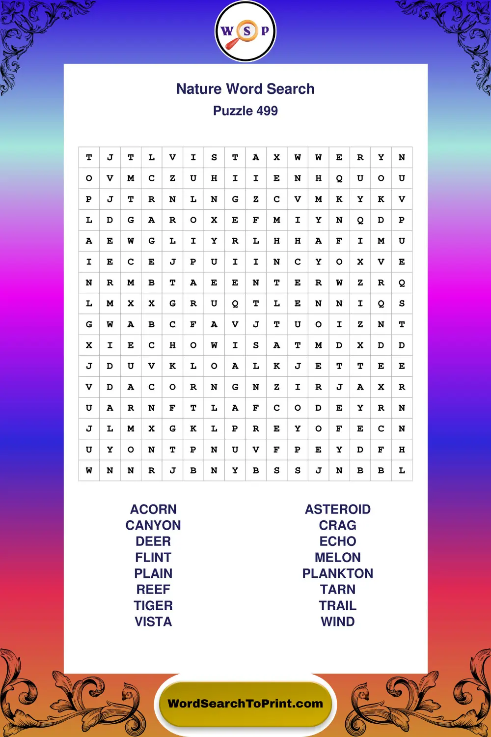 Nature Word Search Puzzle 499