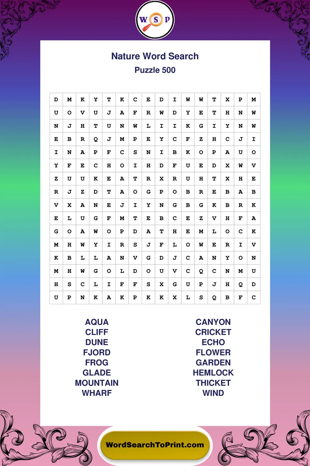 Nature Word Search Puzzle 500